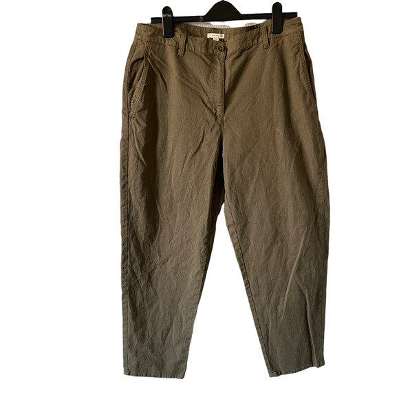 Eileen Fisher Pants - EILEEN FISHER Women's Plus size 14 Olive Organic Cotton Tapered Workwear Pants